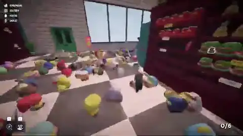 Sort Them Ducks first-person view identifying a Grape duck among mixed floor piles
