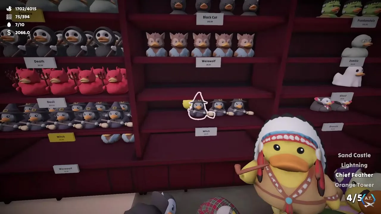 Sort Them Ducks Halloween shelves: Black Cat, Witch, Zombie, and related labels